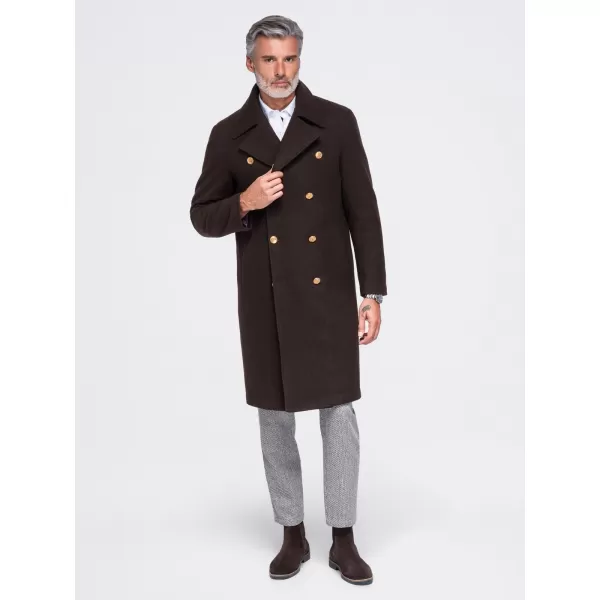  Pánský kabát OMBRE OM-COWC-0156 DARK BROWN 