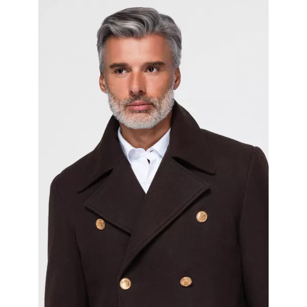  Pánský kabát OMBRE OM-COWC-0156 DARK BROWN 