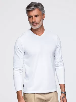Pánské tričko OMBRE OM-LSBL-0143 WHITE