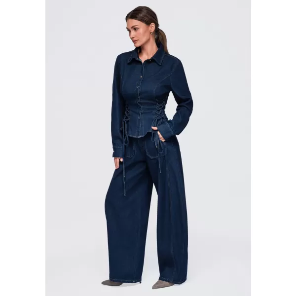  Dámská košile OMBRE OW-SH-E0070 NAVY BLUE 