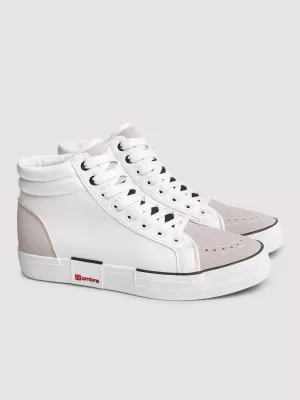 Pánské kotníkové tenisky OMBRE OM-FOTH-0240 WHITE AND BEIGE