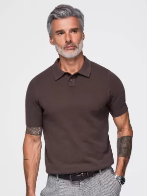 Pánské polo tričko OMBRE OM-POSS-0178 DARK BROWN