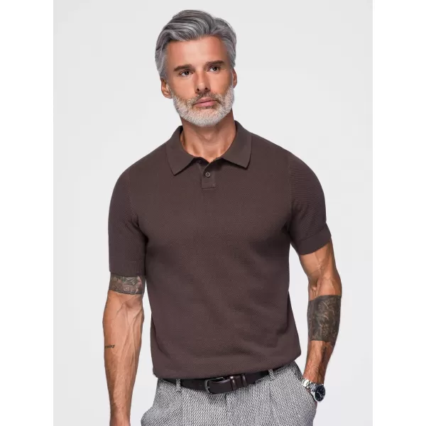  Pánské polo tričko OMBRE OM-POSS-0178 DARK BROWN 