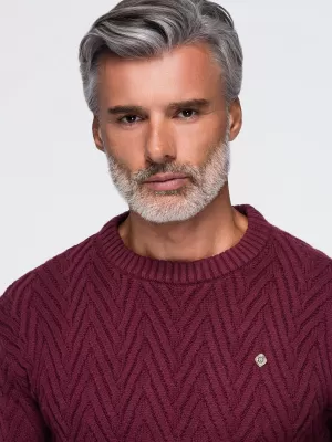Pánský svetr OMBRE OM-SWSW-0190 BURGUNDY
