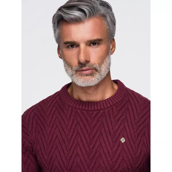  Pánský svetr OMBRE OM-SWSW-0190 BURGUNDY 