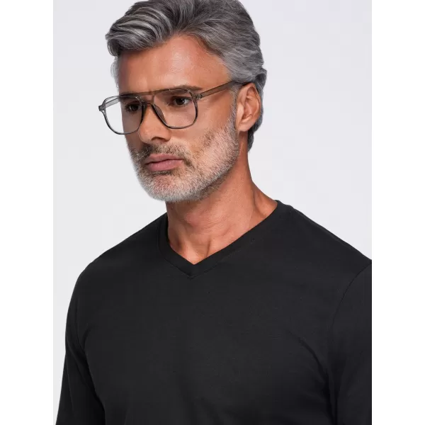  Pánské tričko OMBRE OM-LSBL-0143 BLACK 