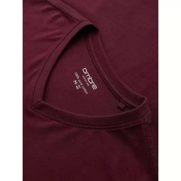  Pánské tričko OMBRE OM-LSBL-0143 BURGUNDY 