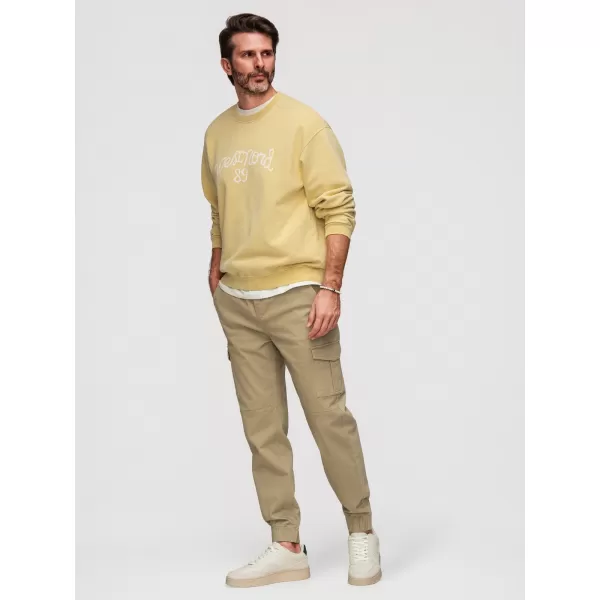  Pánské kalhoty OMBRE OM-PAJO-0290 KHAKI 