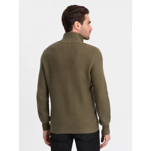  Pánský svetr OMBRE OM-SWZS-0105 OLIVE 