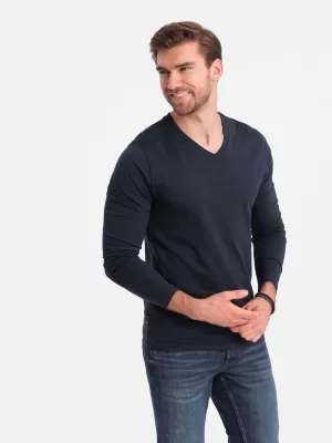 Pánské triko s dlouhým rukávem OMBRE OM-LSBL-0108 NAVY BLUE