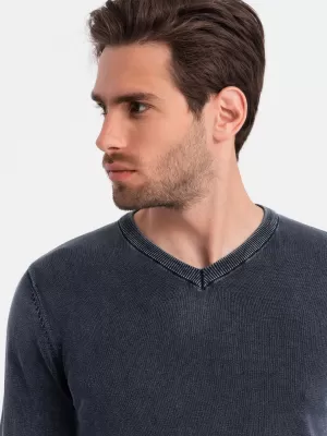 Pánský svetr OMBRE OM-SWOS-0108 NAVY BLUE