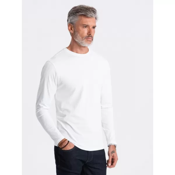  Pánské triko s dlouhým rukávem OMBRE OM-LSBL-0106 WHITE 