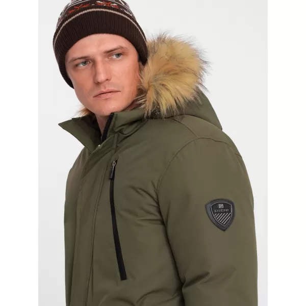  Pánská zimní bunda OMBRE OM-JALJ-0148 DARK OLIVE GREEN 