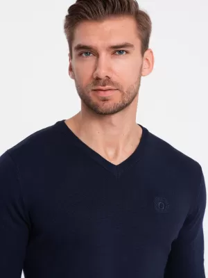 Pánský svetr OMBRE OM-SWBS-0107 NAVY BLUE 02