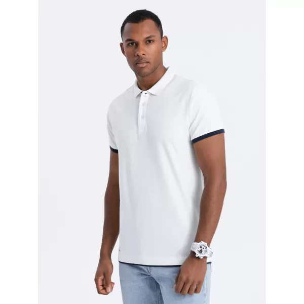 Pánské triko s límečkem OMBRE OM-POSS-0113 WHITE 