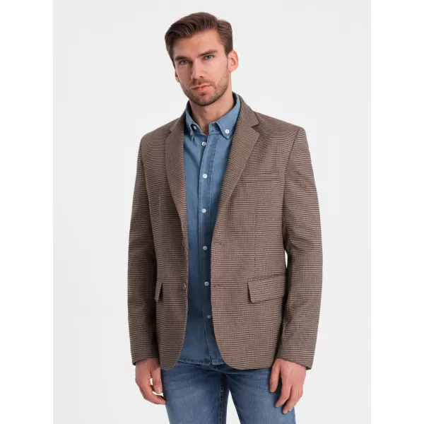 Pánské sako OMBRE OM-BLZB-0116 BROWN 