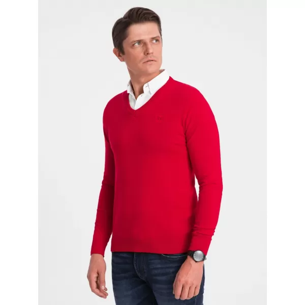  Pánský svetr OMBRE OM-SWSW-0102 RED 