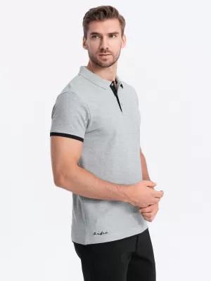 Pánské triko s límečkem OMBRE OM-POSS-0113 GREY