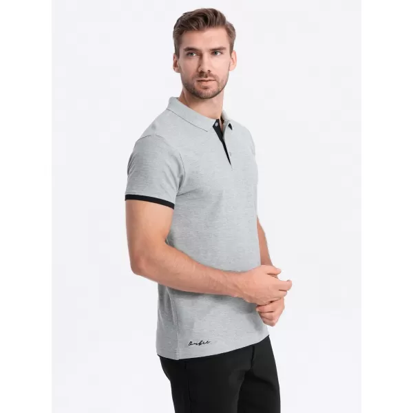  Pánské triko s límečkem OMBRE OM-POSS-0113 GREY 