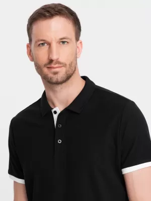 Pánské triko s límečkem OMBRE OM-POSS-0113 BLACK
