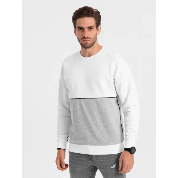  Pánská mikina OMBRE OM-SSNZ-0130 WHITE AND GRAY 
