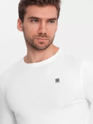 Pánské triko s dlouhým rukávem OMBRE OM-LSCL-0102 WHITE