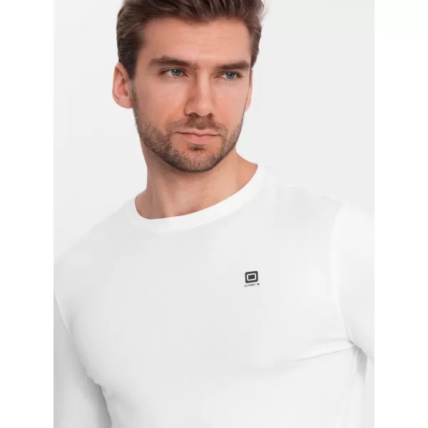  Pánské triko s dlouhým rukávem OMBRE OM-LSCL-0102 WHITE 