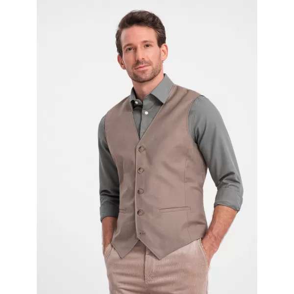  Pánská vesta OMBRE OM-BLZV-0112 BEIGE 