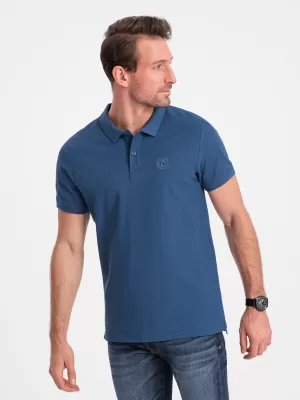 Pánské triko s límečkem OMBRE S1374 DARK BLUE
