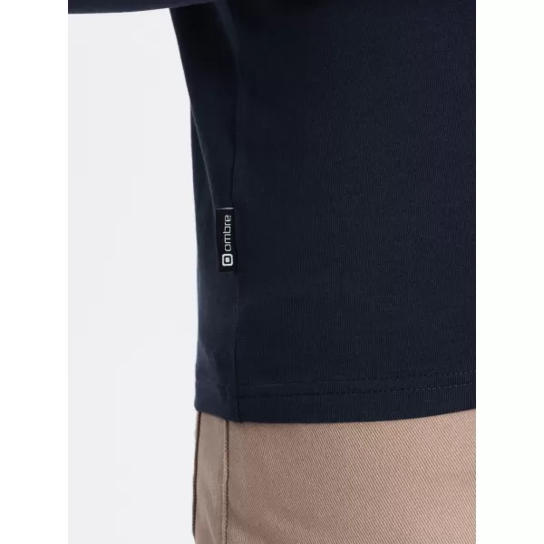  Pánské triko s dlouhým rukávem OMBRE OM-LSCL-0102 NAVY BLUE 