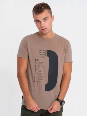 Pánské triko OMBRE OM-TSPT-0166 LIGHT BROWN