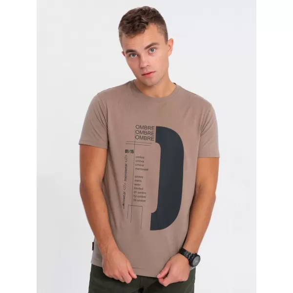  Pánské triko OMBRE OM-TSPT-0166 LIGHT BROWN 