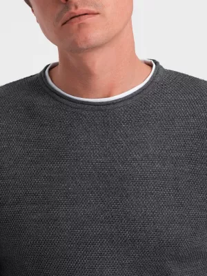 Pánský svetr OMBRE OM-SWSW-0103 GRAPHITE MELANGE
