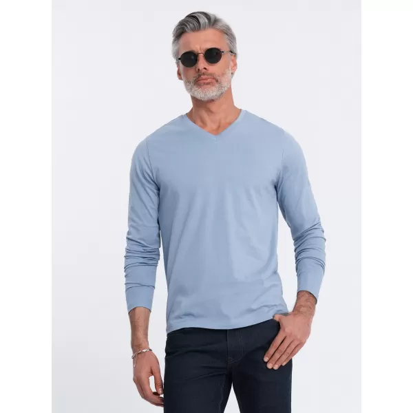  Pánské triko s dlouhým rukávem OMBRE OM-LSBL-0108 BLUE DENIM 