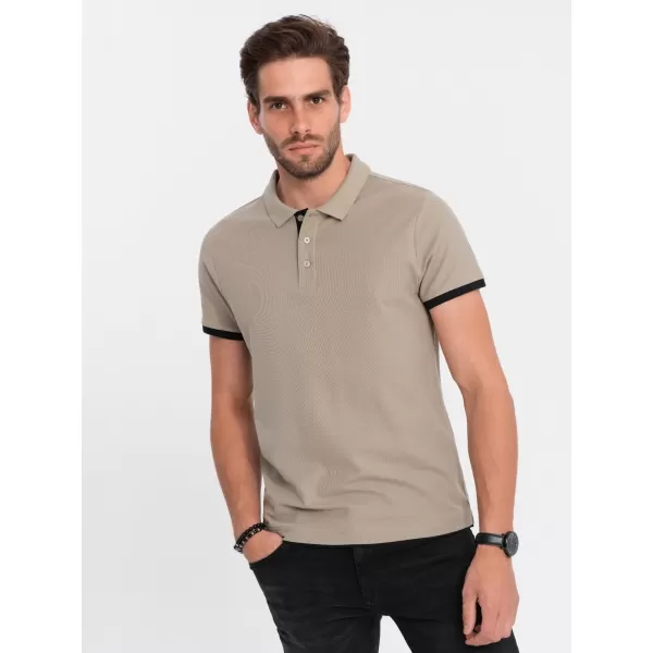 Pánské triko OMBRE OM-POSS-0113 DARK BEIGE 