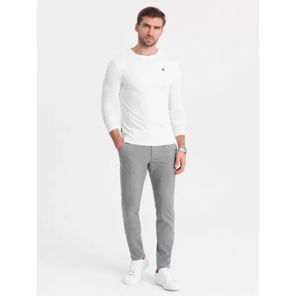  Pánské triko s dlouhým rukávem OMBRE OM-LSCL-0102 WHITE 