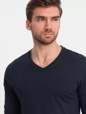 Pánské triko s dlouhým rukávem OMBRE OM-LSBL-0108 NAVY BLUE