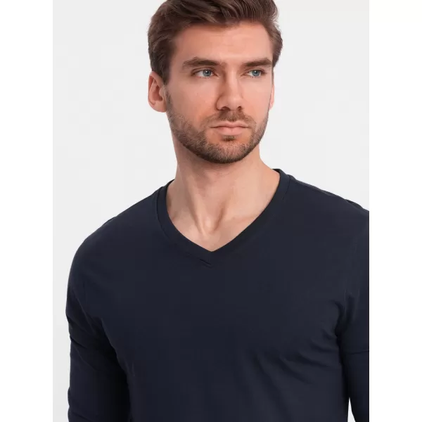  Pánské triko s dlouhým rukávem OMBRE OM-LSBL-0108 NAVY BLUE 