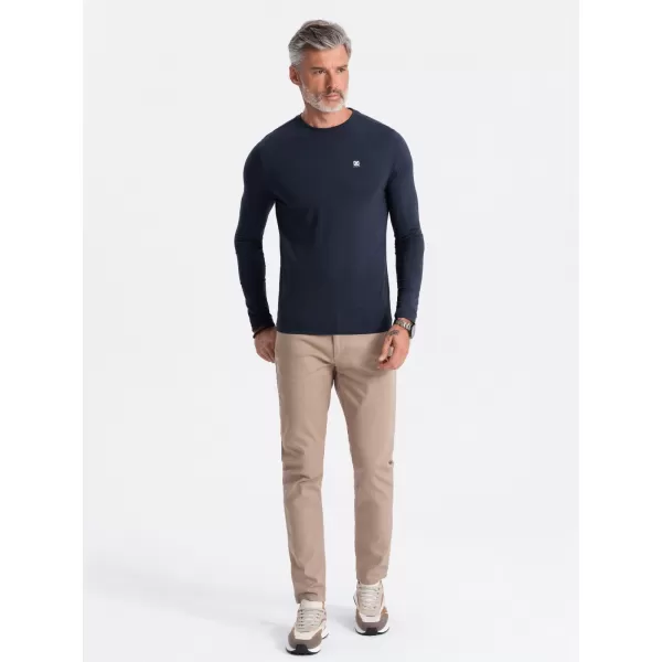  Pánské triko s dlouhým rukávem OMBRE OM-LSCL-0102 NAVY BLUE 