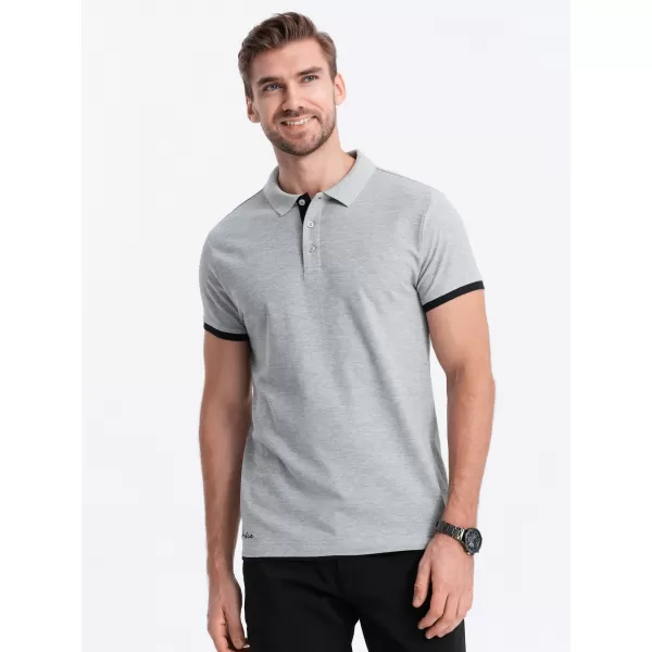  Pánské triko s límečkem OMBRE OM-POSS-0113 GREY 
