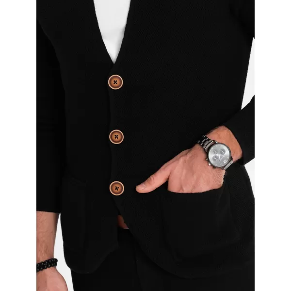  Pánský svetr OMBRE OM-SWCD-0109 BLACK 