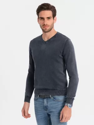 Pánský svetr OMBRE OM-SWOS-0108 NAVY BLUE