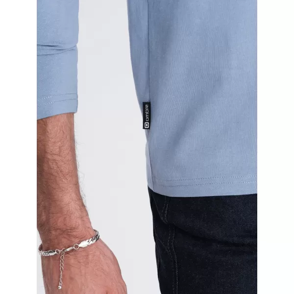  Pánské triko s dlouhým rukávem OMBRE OM-LSBL-0108 BLUE DENIM 