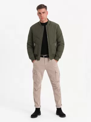 Pánská bunda OMBRE OM-JALP-0143 DARK OLIVE GREEN