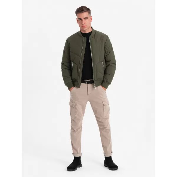  Pánská bunda OMBRE OM-JALP-0143 DARK OLIVE GREEN 
