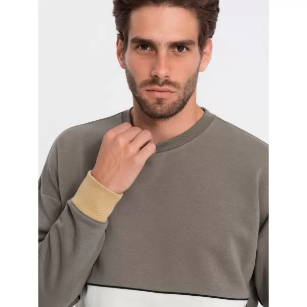  Pánská mikina OMBRE OM-SSNZ-0130 KHAKI 
