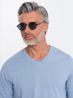 Pánské triko s dlouhým rukávem OMBRE OM-LSBL-0108 BLUE DENIM