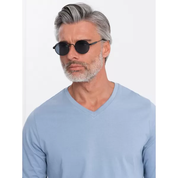  Pánské triko s dlouhým rukávem OMBRE OM-LSBL-0108 BLUE DENIM 