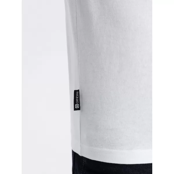  Pánské triko s dlouhým rukávem OMBRE OM-LSBL-0106 WHITE 
