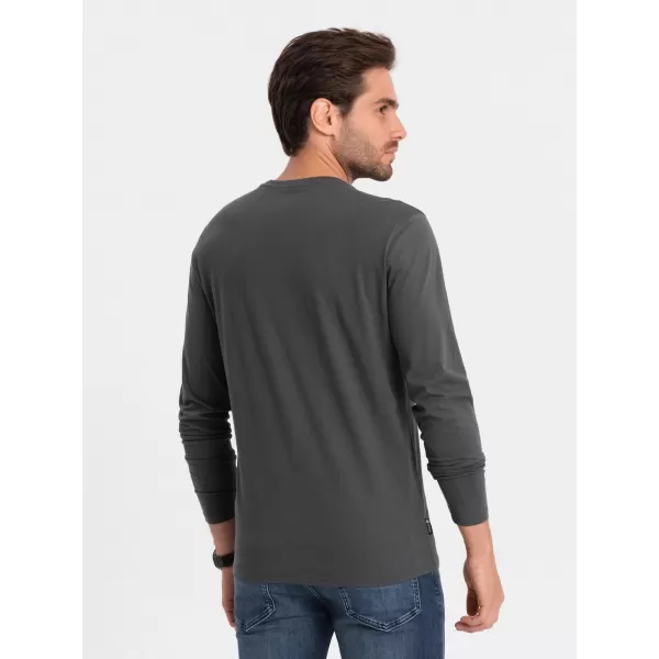  Pánské triko s dlouhým rukávem OMBRE OM-LSBL-0106 GRAPHITE 